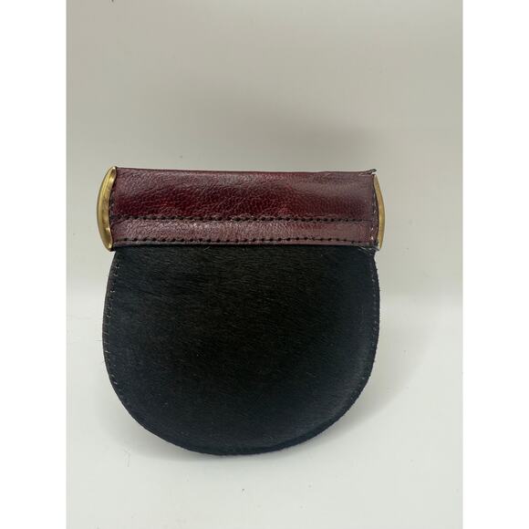 Genuine Cowhide Leather Coin Pouch - Black - Picture 1 of 4